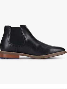 Van Heusen Geo Men’s 8.5 Black Leather Chelsea Slip-on Loafers Shoes Boots